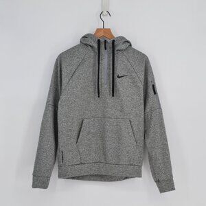 Nike Therma Fit Half Zip Hoodie Heather Grey Men's S Swoosh Fleece Pullover Hood